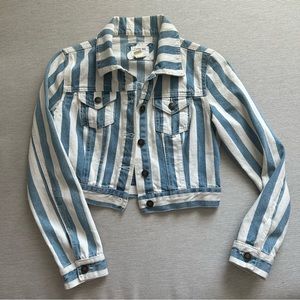Cropped Stripe Jean Jacket